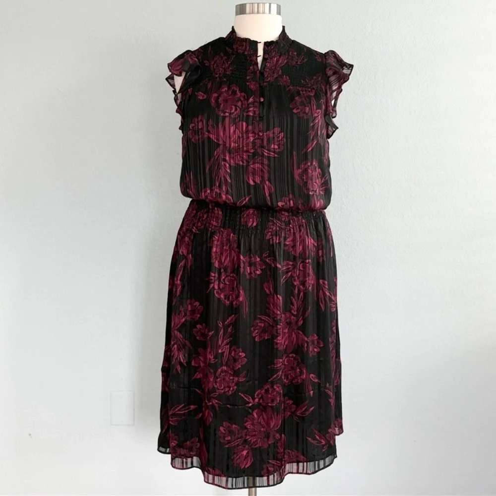 WHBM Smocked Waist Ruffle Midi Dress NWT - Picture 5 of 16